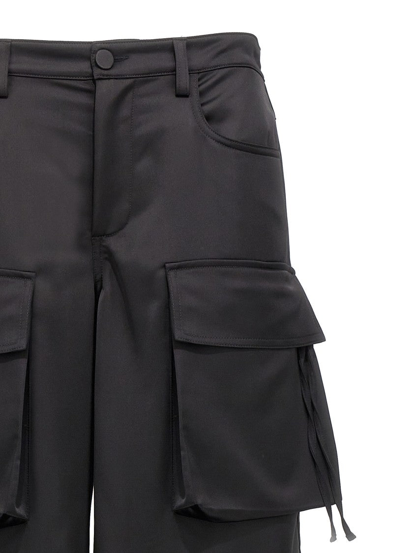 Giuseppe Di Morabito Wide-Leg Black Satin Cargo Pants