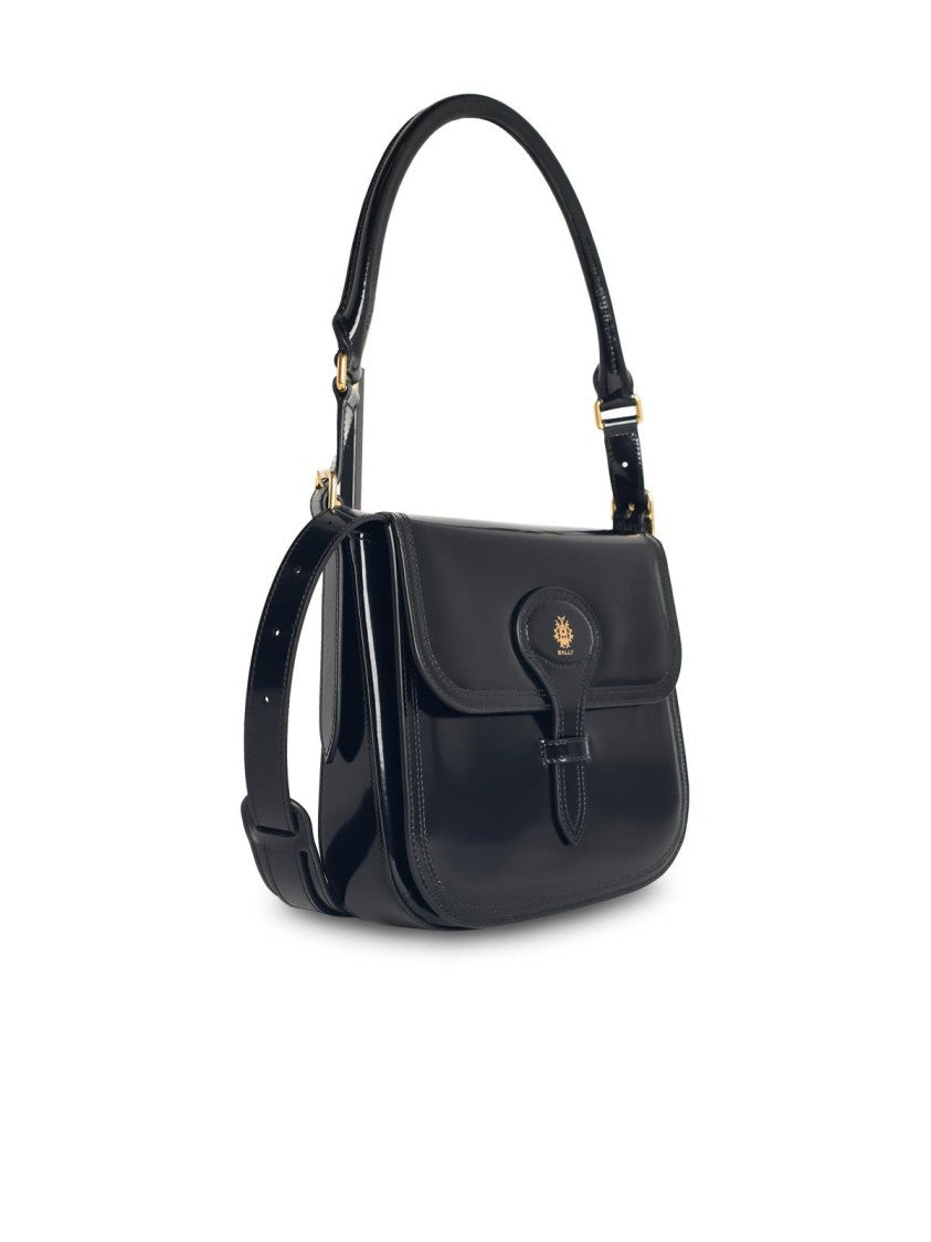 Bally 'Beckett' Black Leather Trellis Bag