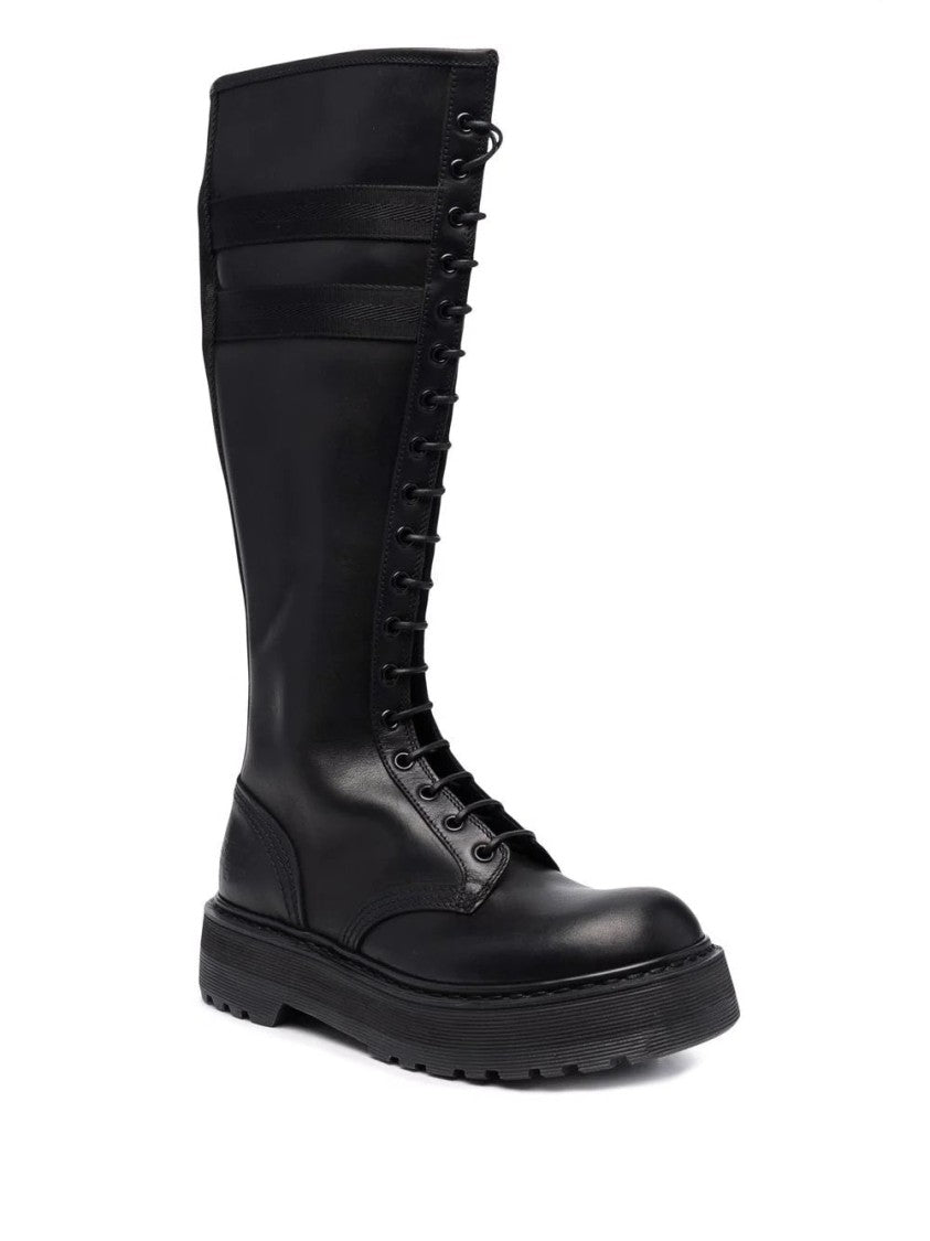 Tops Luxury Sleek Black Ankle Boots With Lace-Up Front And Side Zipper