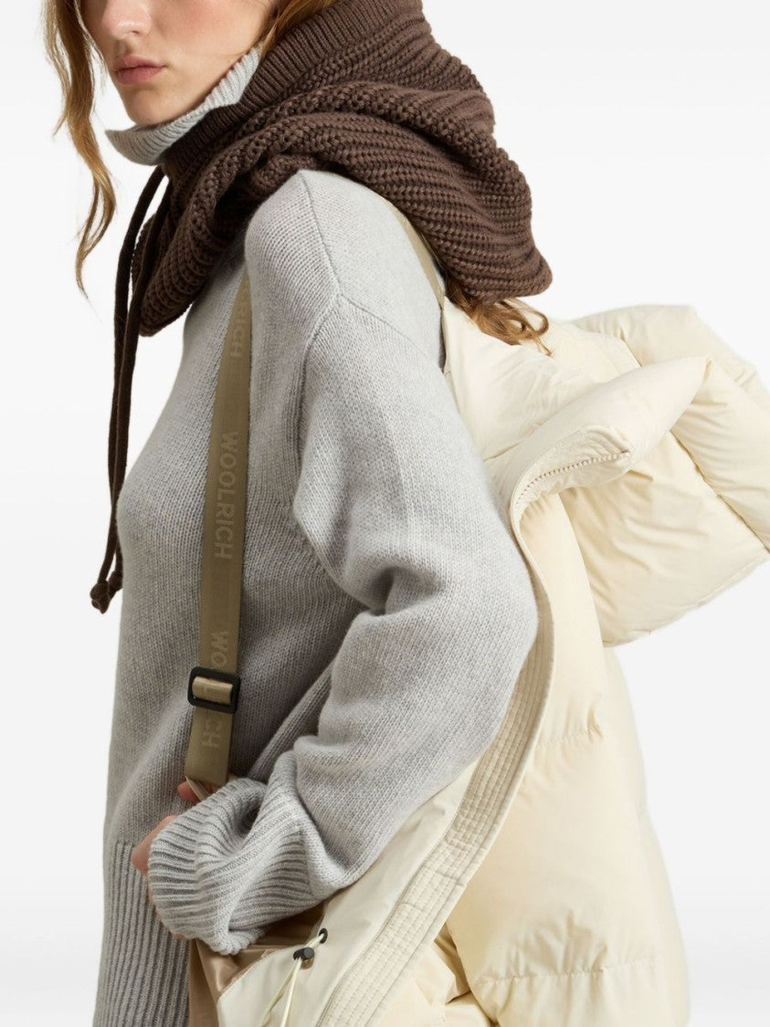 Woolrich Padded Beige Jacket With High Collar