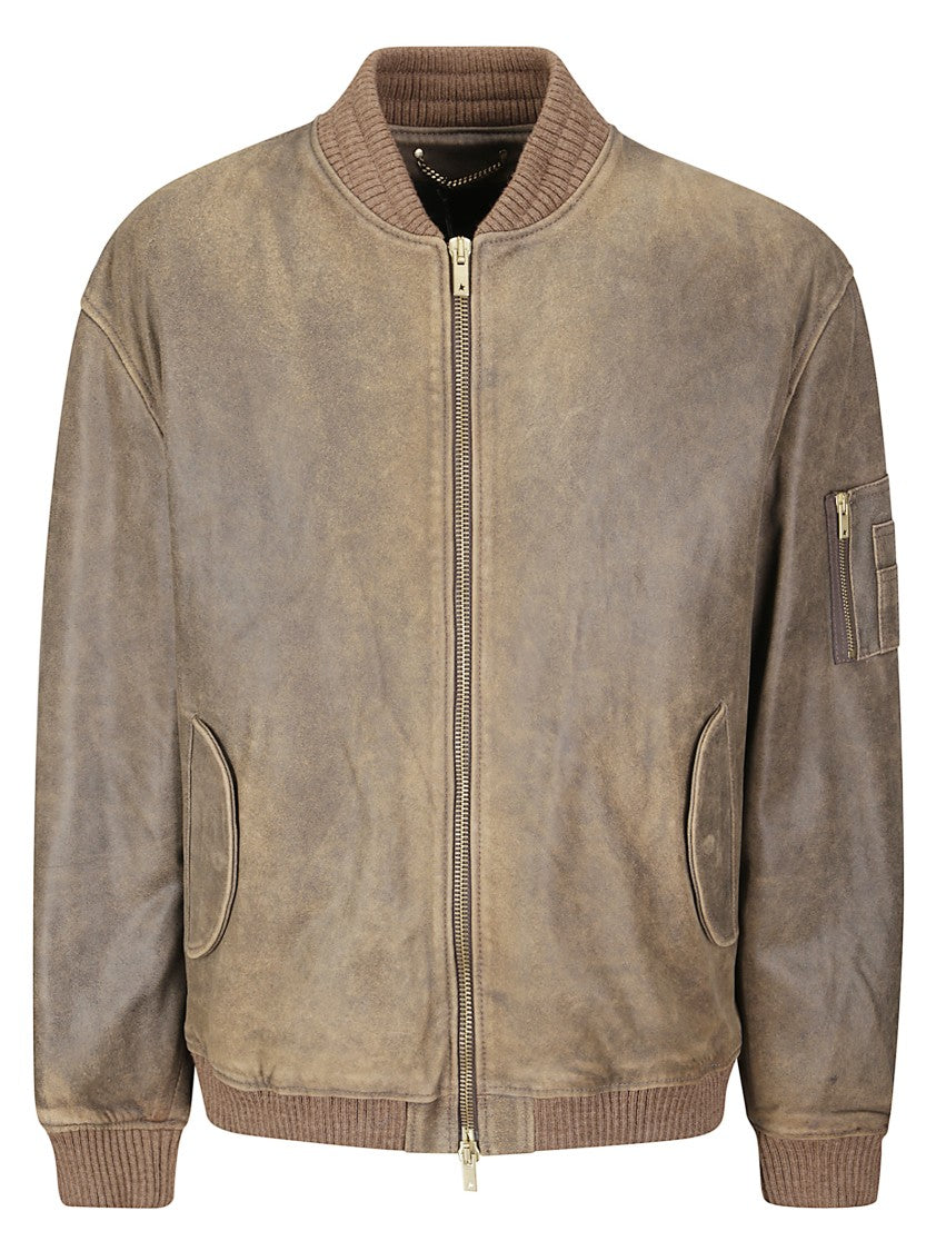 Golden Goose Journey Unisez Padded Leather Bomber Jacket