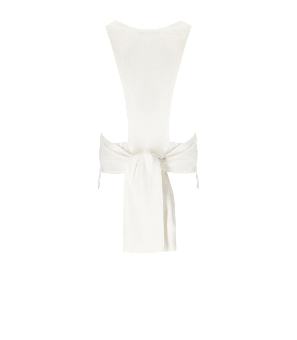 Elisabetta Franchi Ivory White Vest With V-Neck