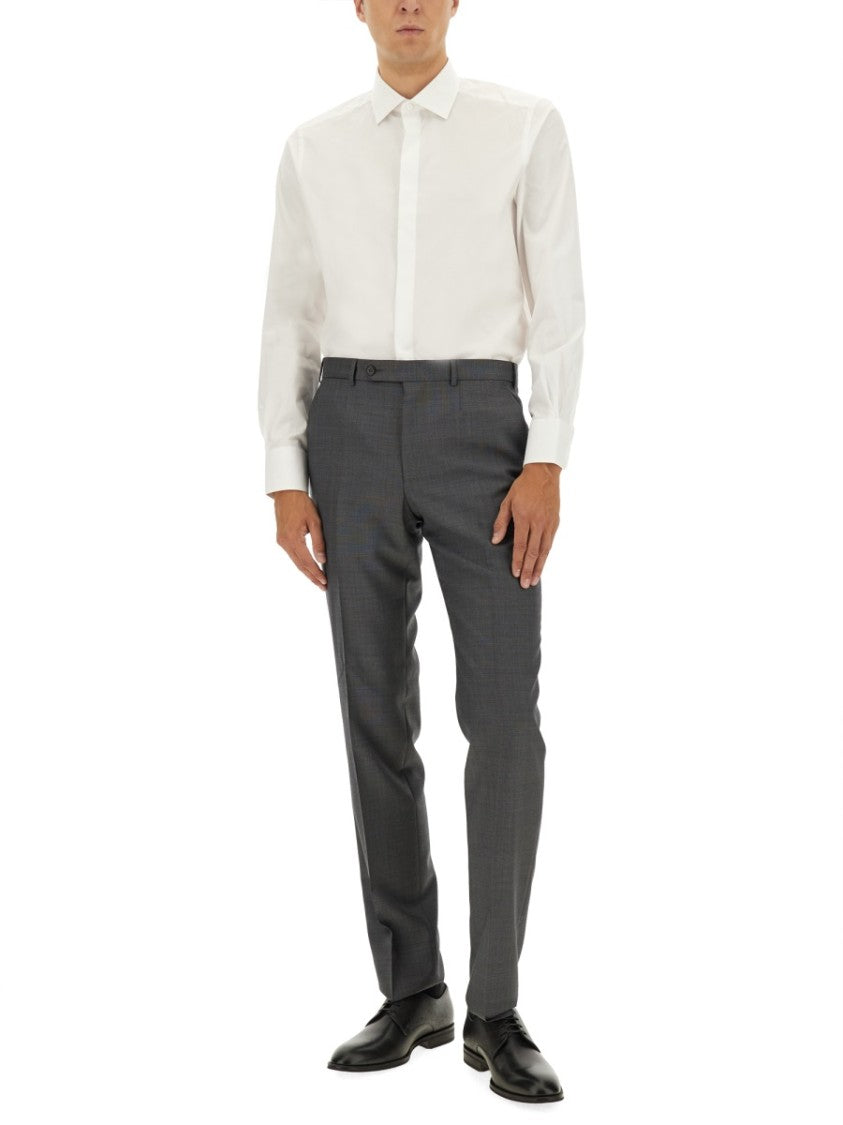 Zegna Long-Sleeve White Shirt With Concealed Placket