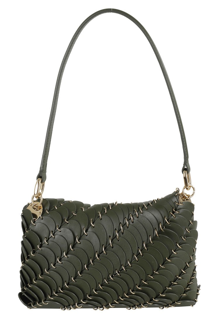 Rabanne Leather Disc Handbag With Magnetic Flap Closure