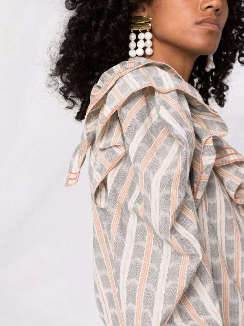 Ulla Johnson Ruffled-Neck Check Pattern Blouse