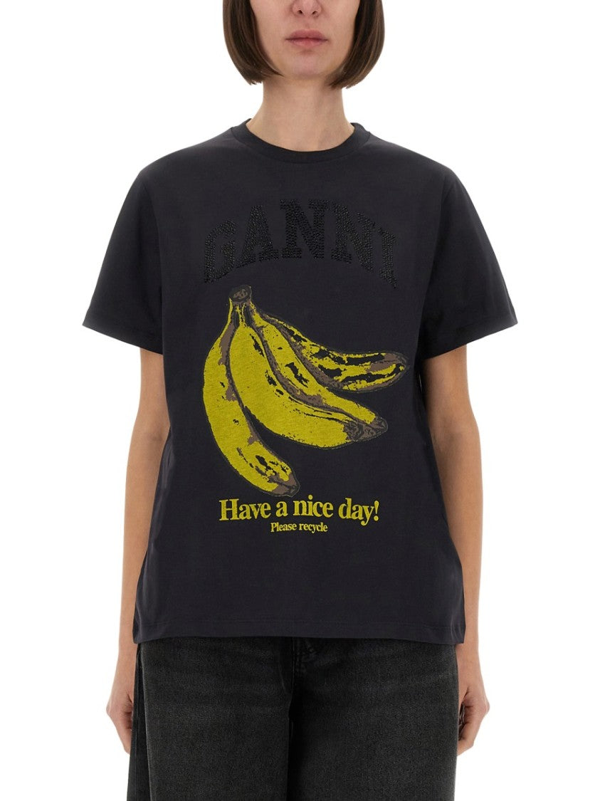 Ganni Playful Graphic Black T-Shirt