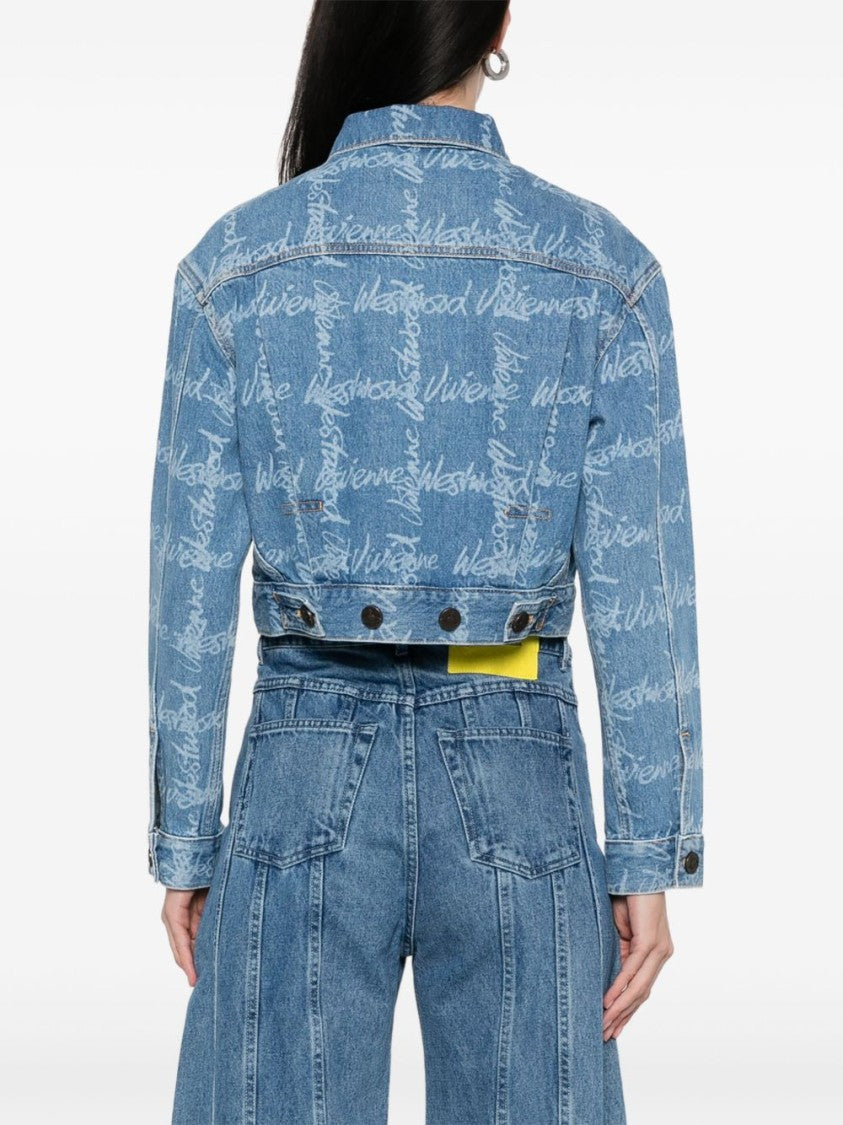 Vivienne Westwood Cropped Indigo Blue Jacket With Flap Pockets