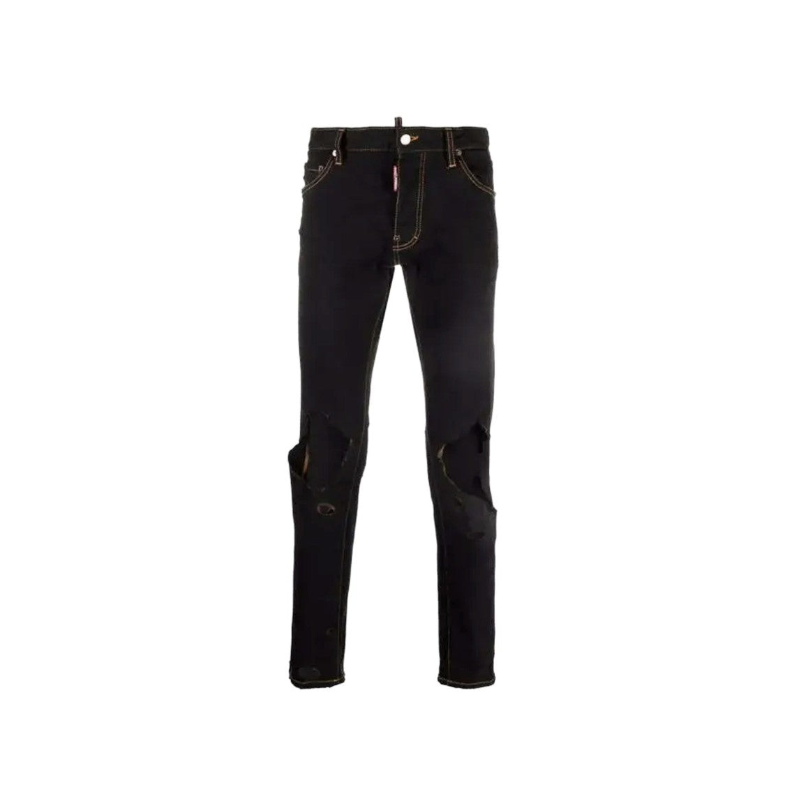 Dsquared2 Slim-Fit Black Denim Jeans With Distressed Details
