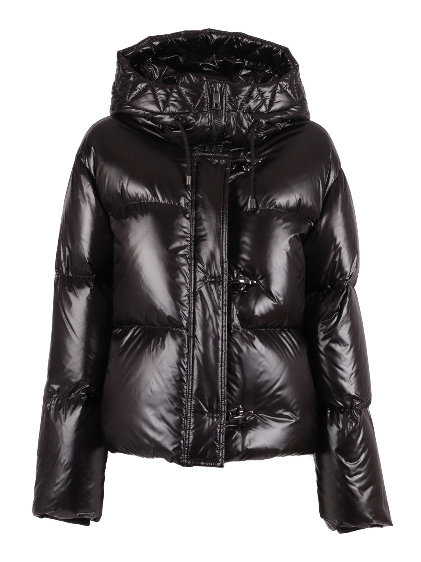 Fay Three-Hook Closure Padded Jacket With Attached Hood