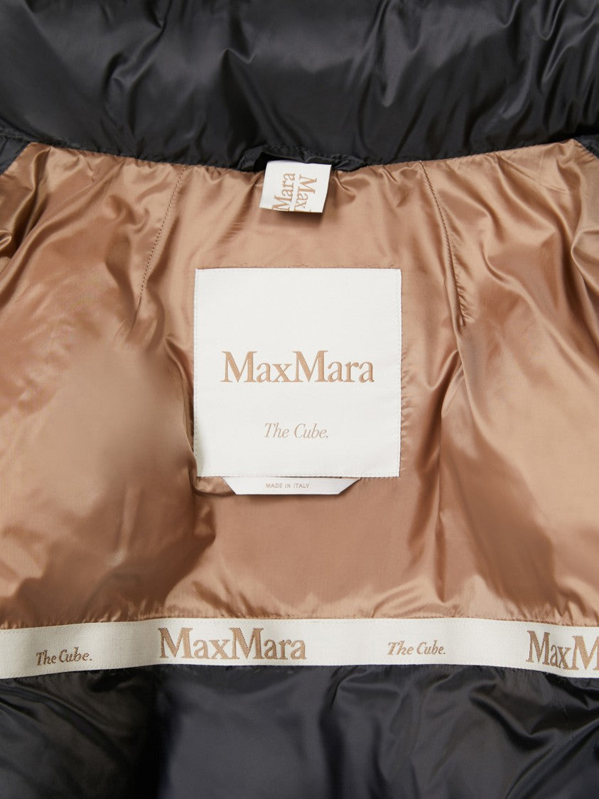 Max Mara Cropped Boxy Black Puffer Jacket With High Collar