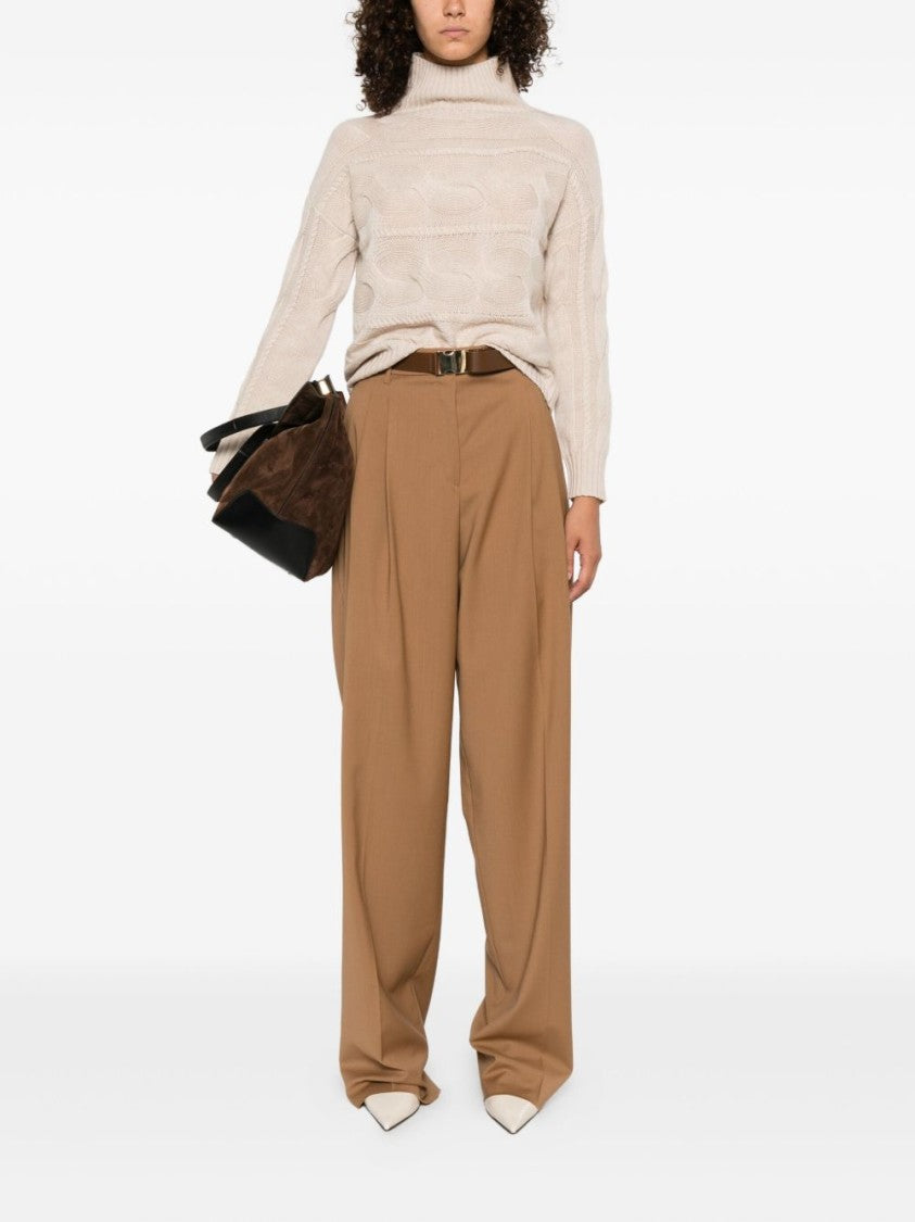 Max Mara Wide Leg Trousers With Pleated Front
