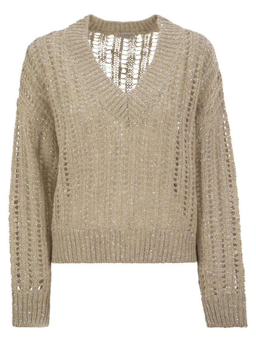 Brunello Cucinelli Silk And Linen V-Neck Sweater