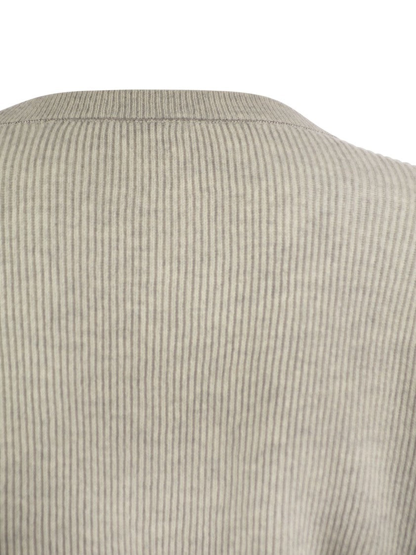 Brunello Cucinelli English Rib Cashmere Sweater With Monile