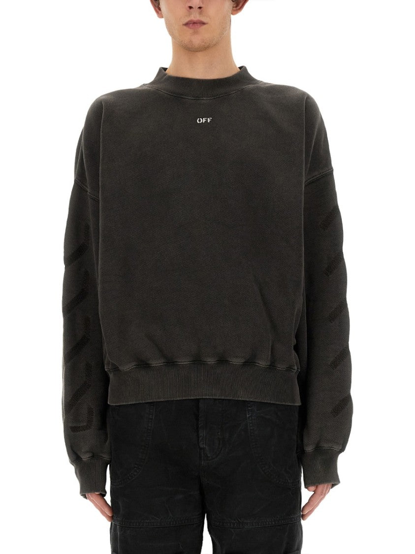 Off-White Relaxed Fit Sweatshirt With Subtle Logo And Graphic Print