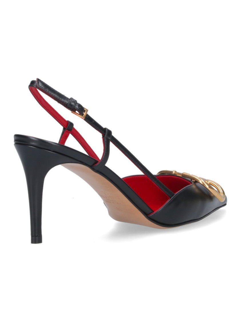 Valentino Garavani Black Pointed Toe Slingback Heels