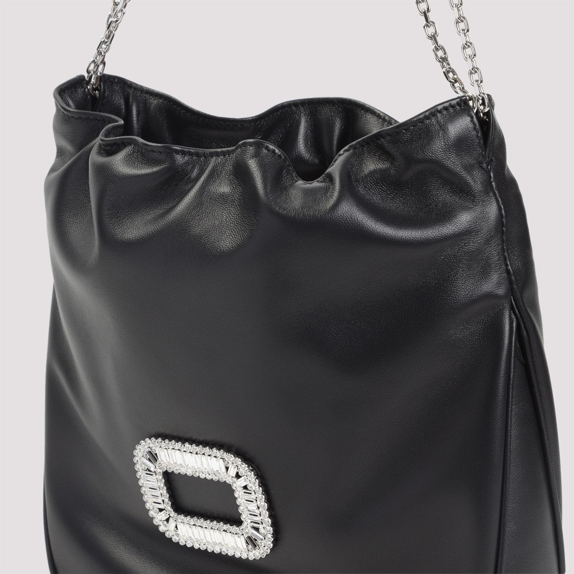 Roger Vivier Pilgrim Pocket Black Leather Mini Clutch