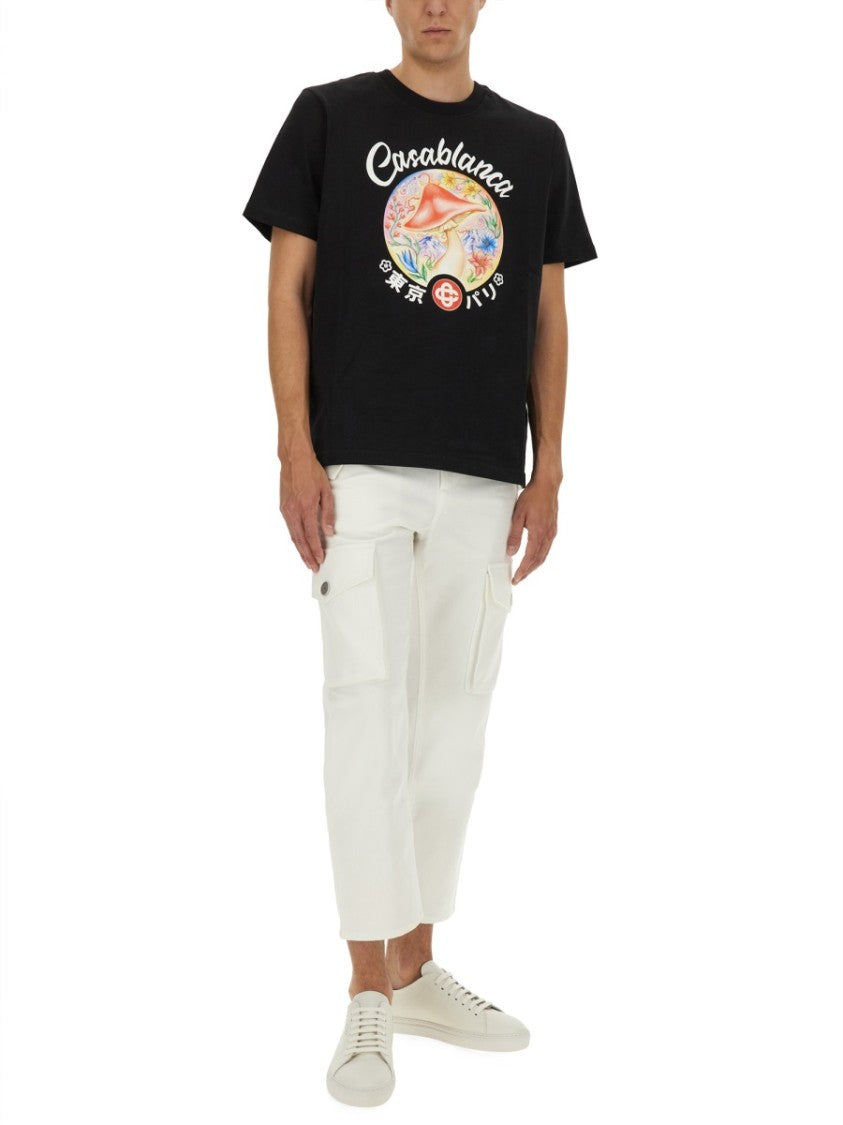 Casablanca Relaxed-Fit Black T-Shirt With Floral