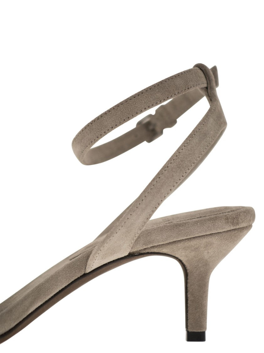 Brunello Cucinelli Suede Sandals With Precious Insert