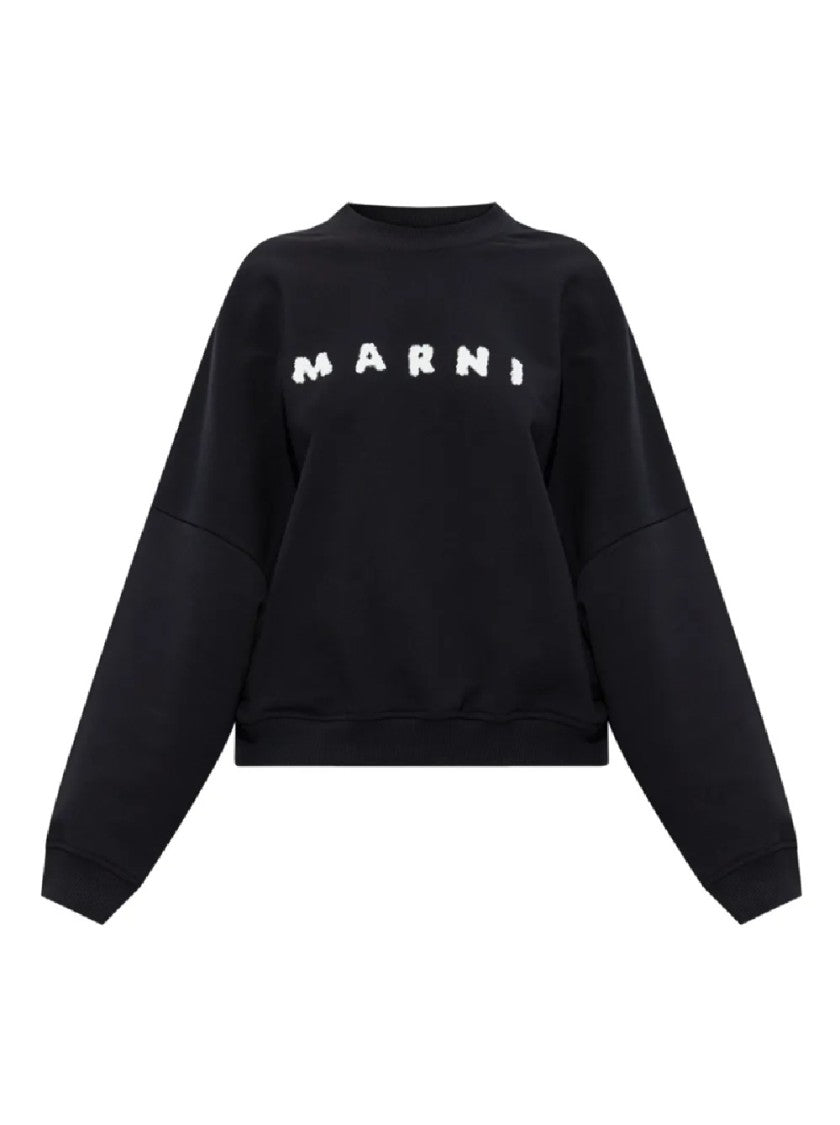Marni Relaxed Fit Cotton Sweatshirt With Textured Logo