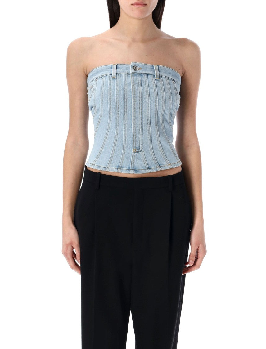 Mugler Denim Bustier Top