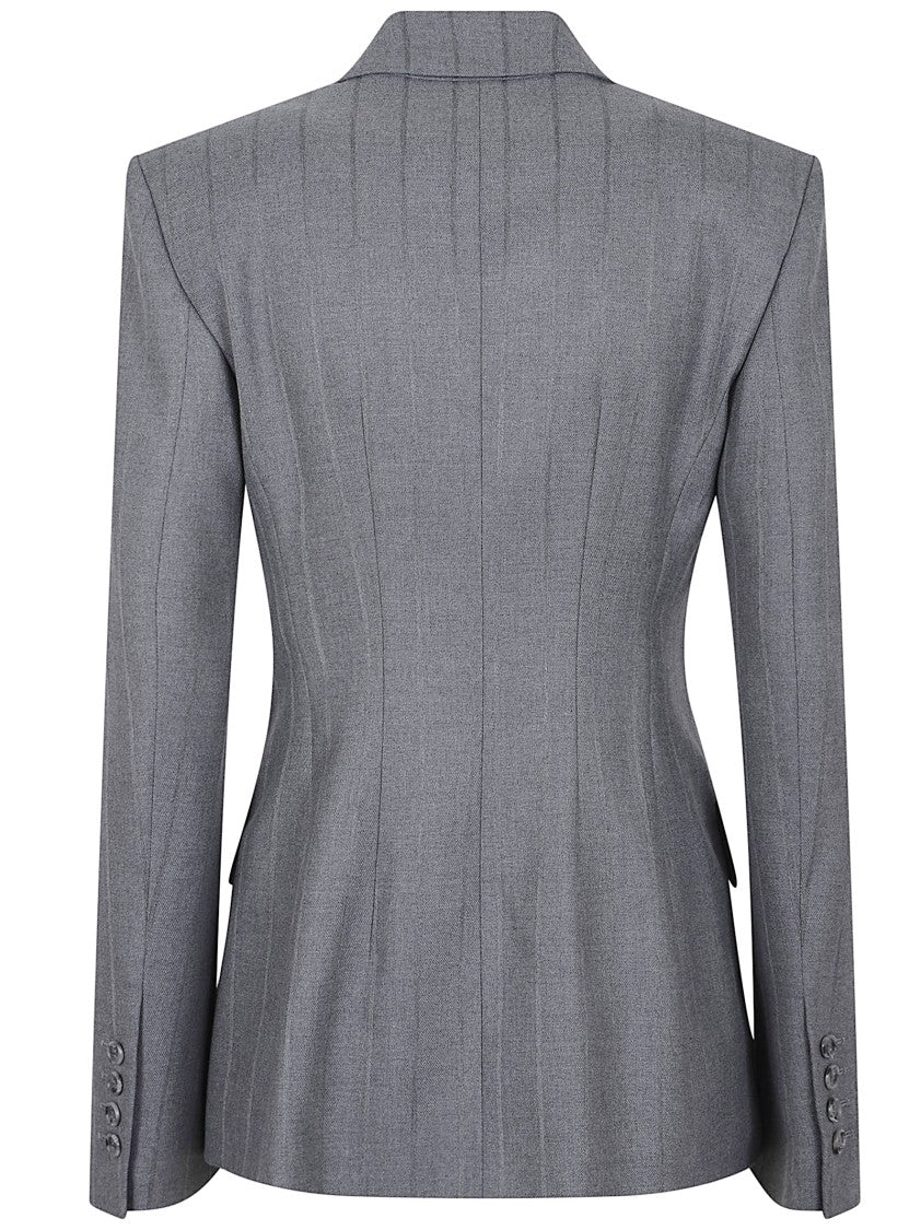 The Andamane Double-Breasted Grey Blazer With Peak Lapels