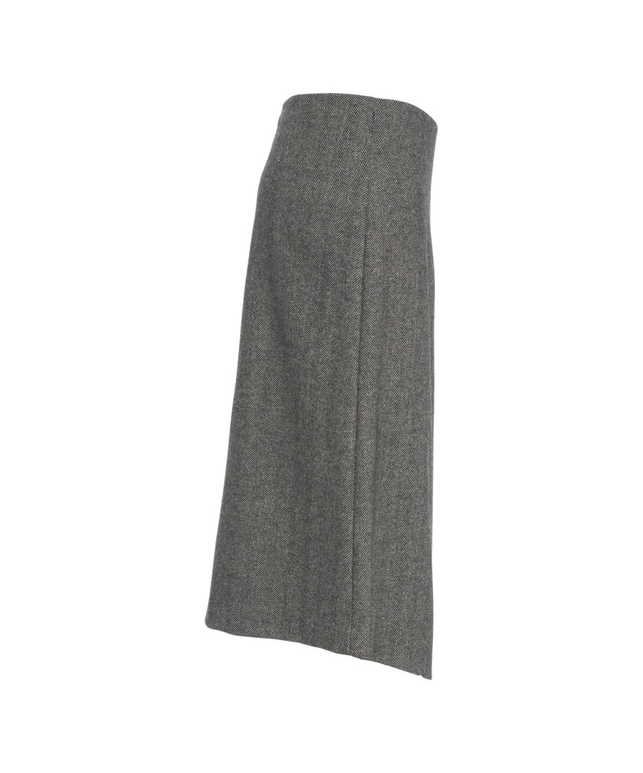 Ottod'ame Midi Skirt With Brooch 'Herringbone Skirt'