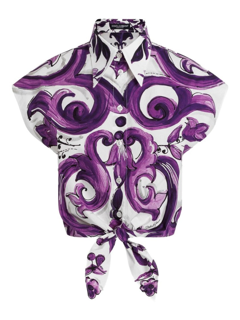 Dolce & Gabbana Baroque-Inspired Cropped Shirt With Waist Ties