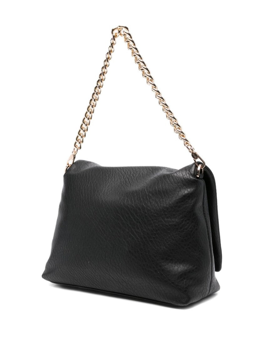 Liu Jo Textured Black Handbag With Gold-Tone Clasp