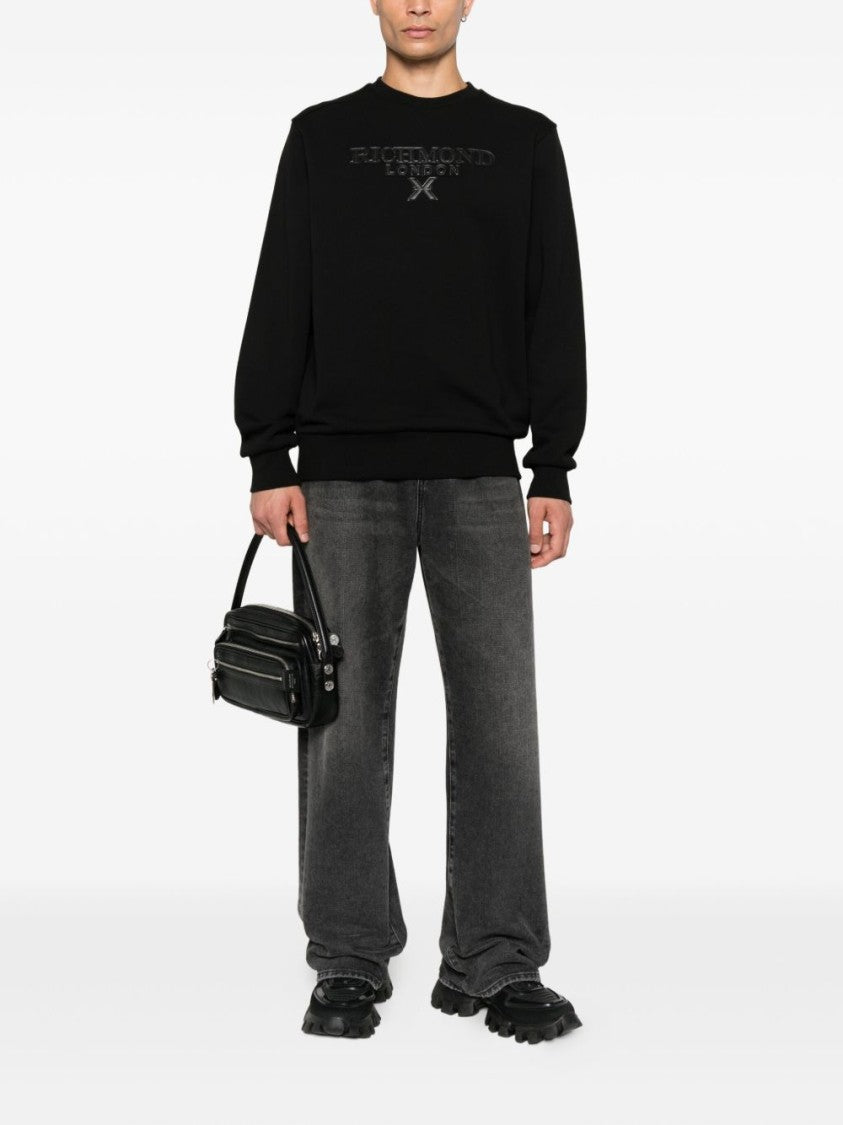 John Richmond Cotton Sweatshirt With Tonal Logo Detail