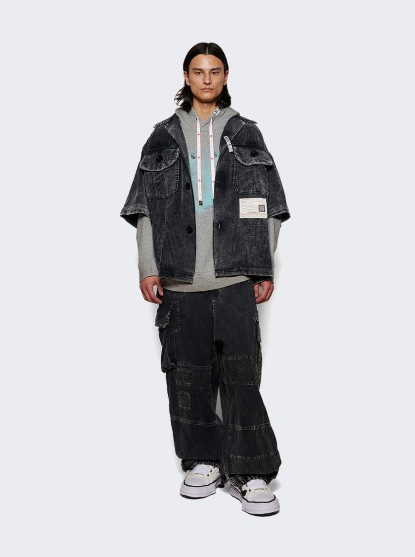 Maison Mihara Yasuhiro Smily Face Printed Distressed Hoodie Grey
