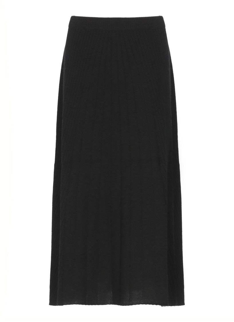 D. Exterior Black Cashmere And Wool Skirt