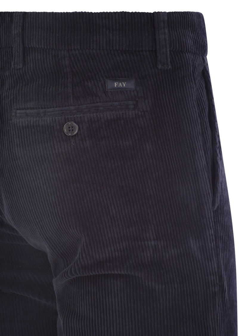 Fay Slim-Fit Corduroy Capri Trousers With Tailored Silhouette
