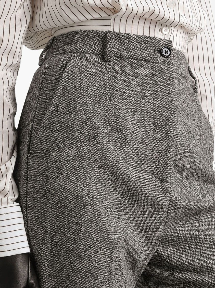 Dolce & Gabbana Textured Gray Virgin Wool Slim Fit Trousers