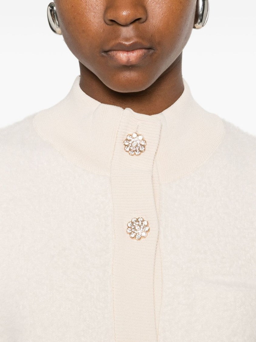 Blugirl Textured Cropped Tank Top With Floral Button Closure