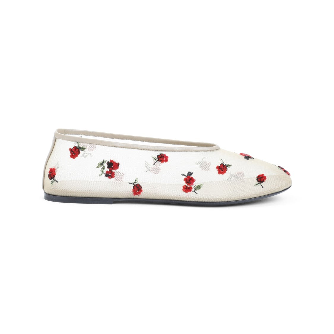 Khaite Translucent Floral Flats With Rounded Toe Design