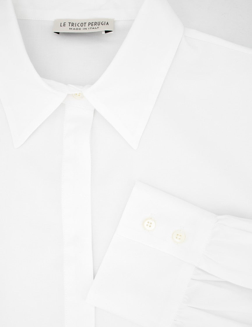Le Tricot Perugia Long Sleeve Shirt With Hidden Button Closure