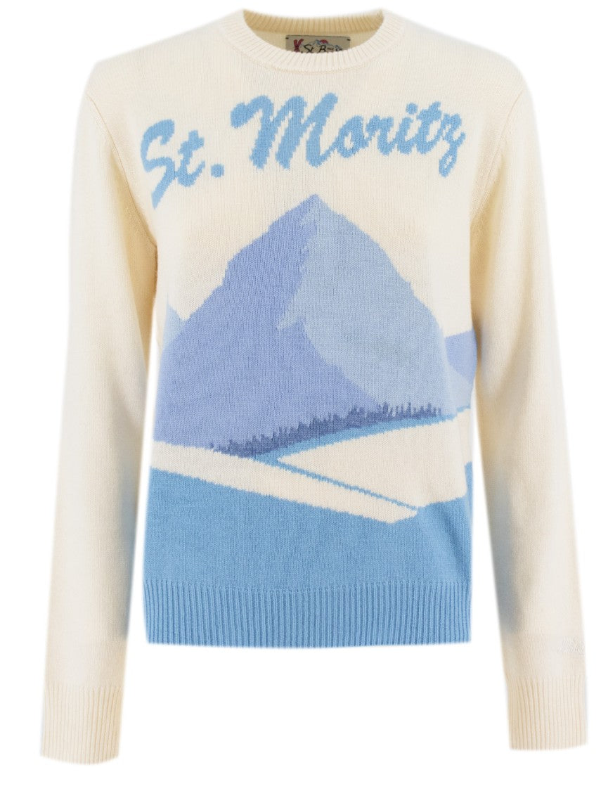 Mc2 Saint Barth Winter Motif Cashmere-Blend Crew-Neck Jumper