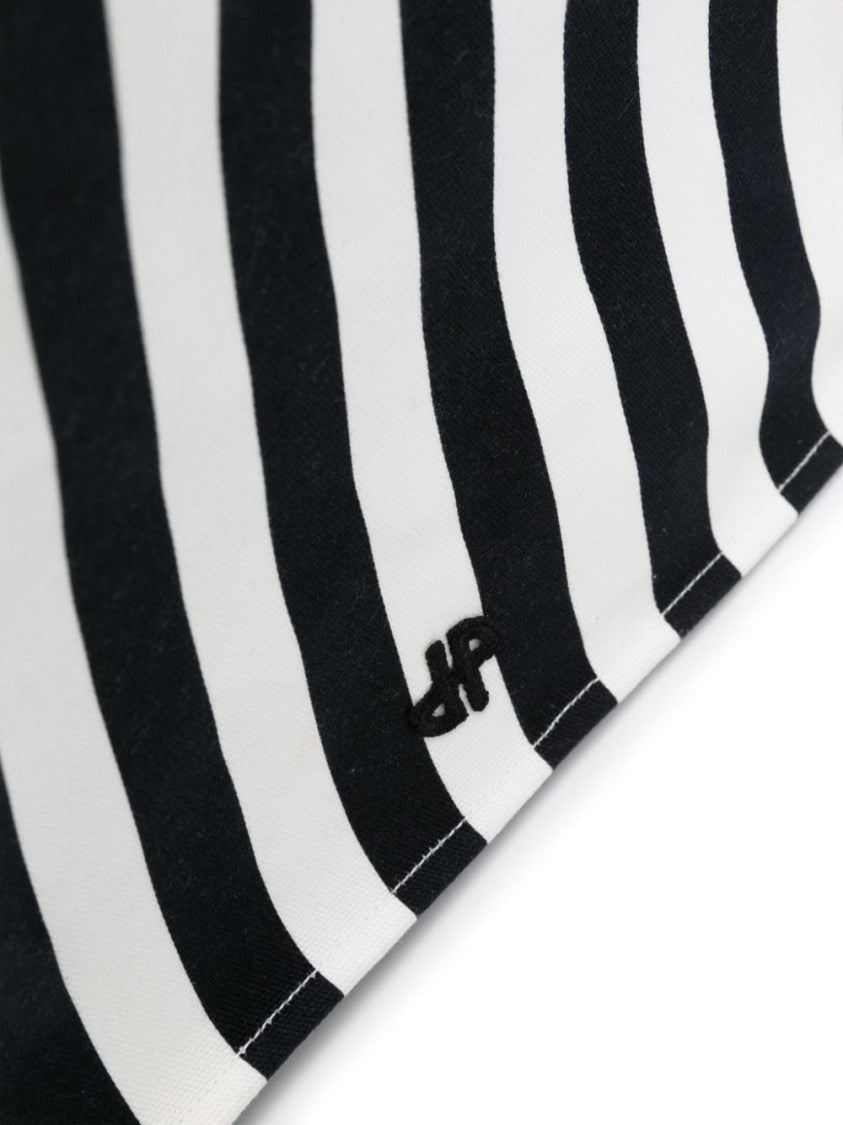 Patou White/Black Cotton Canvas Bag With Striped Print