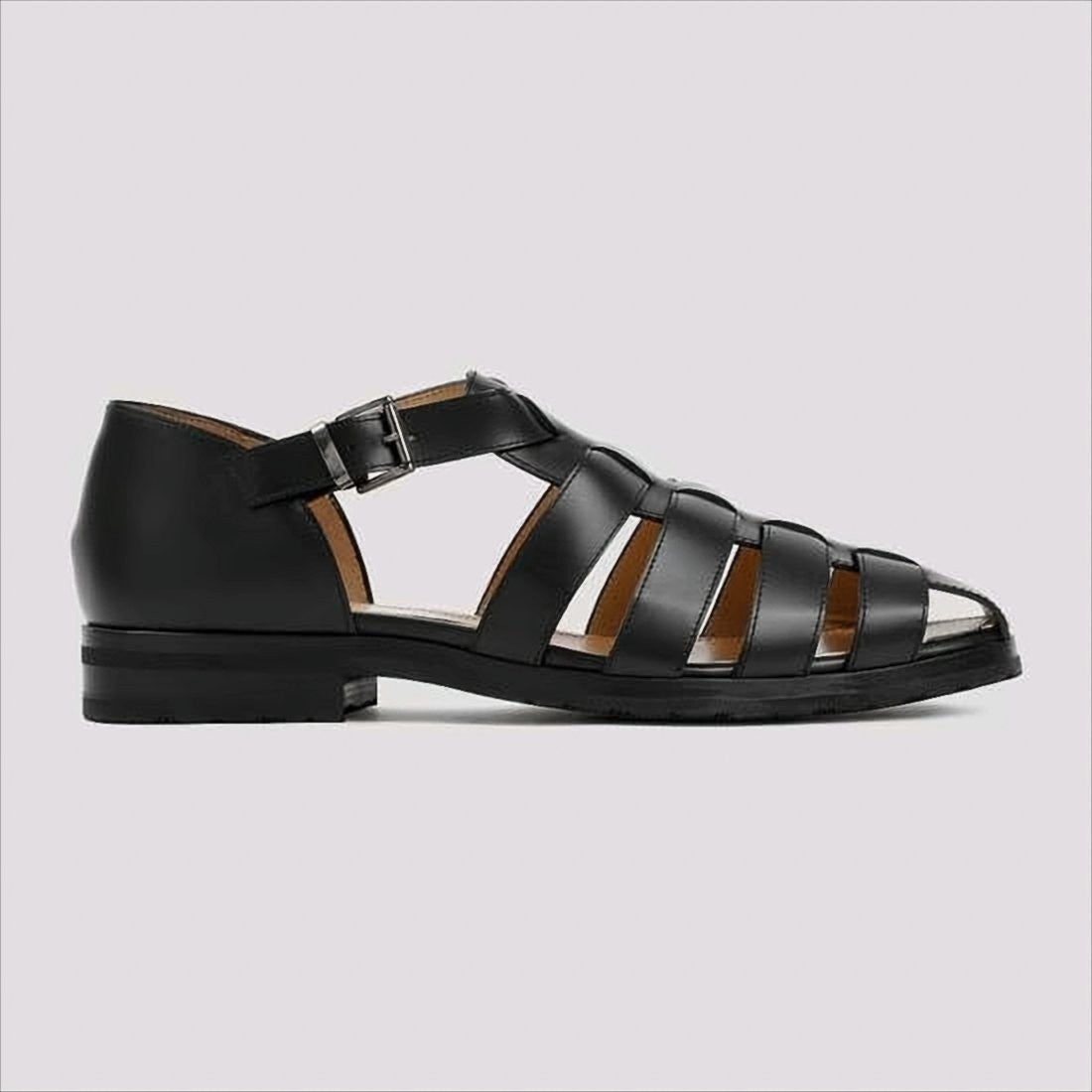 Paraboot Men's Black Leather Dom Sandal With Closed Heel