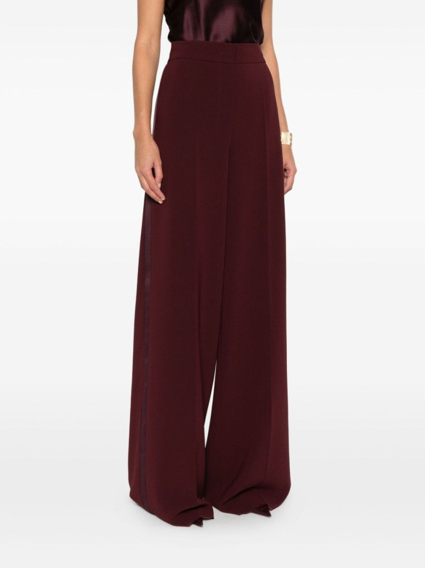 Max Mara Wide-Leg Burgundy Trousers With High Waist