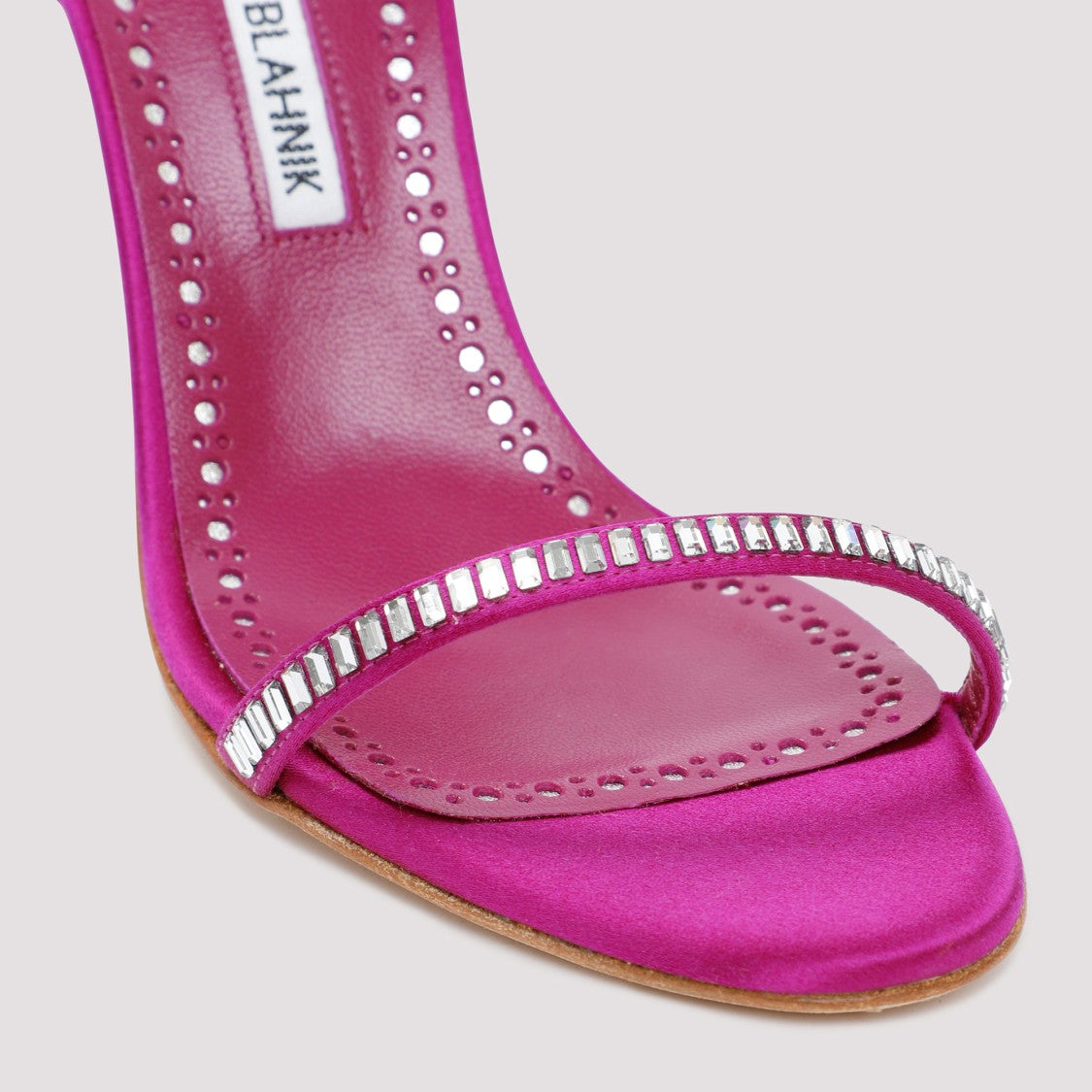 Manolo Blahnik Pink Satin Crinastra Sandal 105
