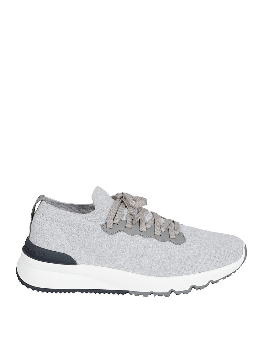 Brunello Cucinelli Cotton Round Toe Sneakers With Lace-Up Fastening