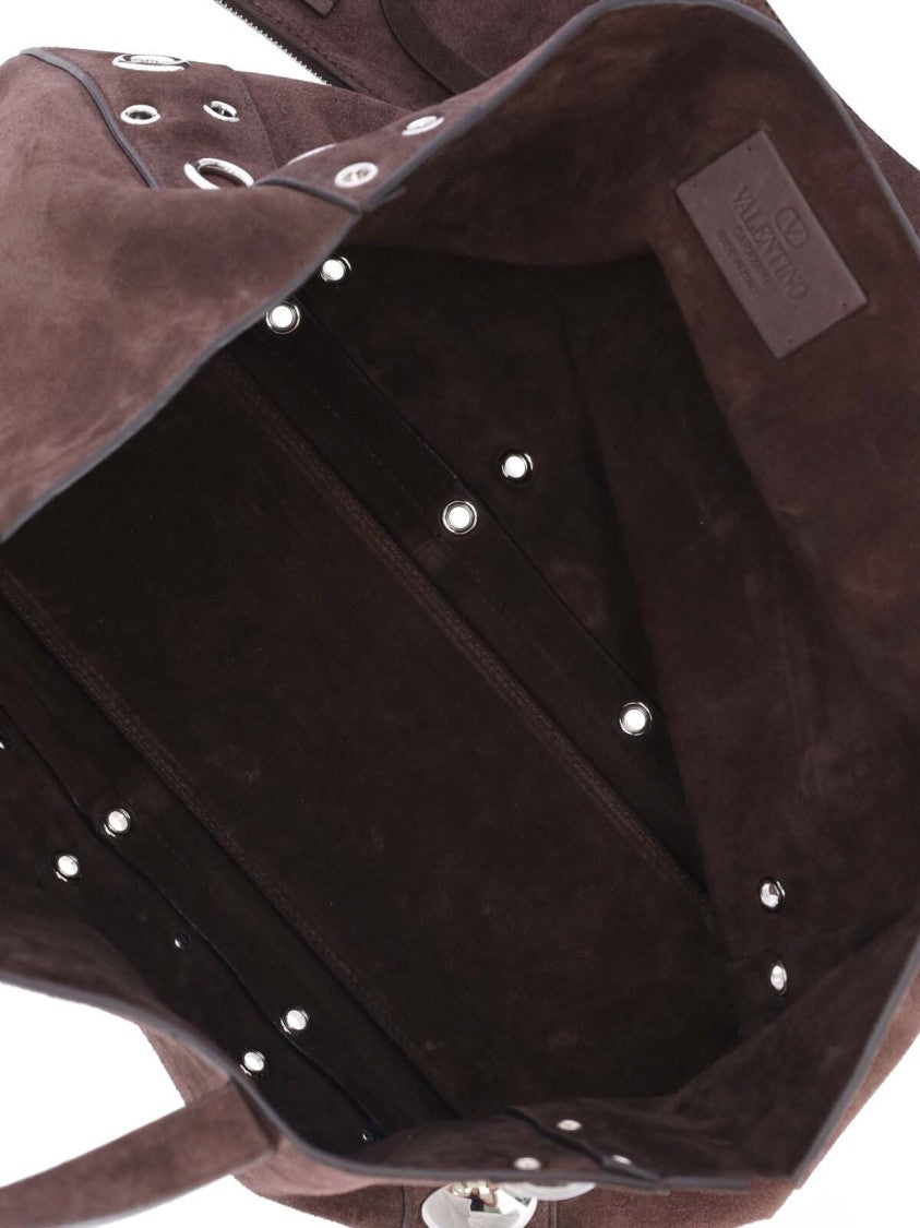 Valentino Garavani Medium Suede Tote Bag With Metallic Studs