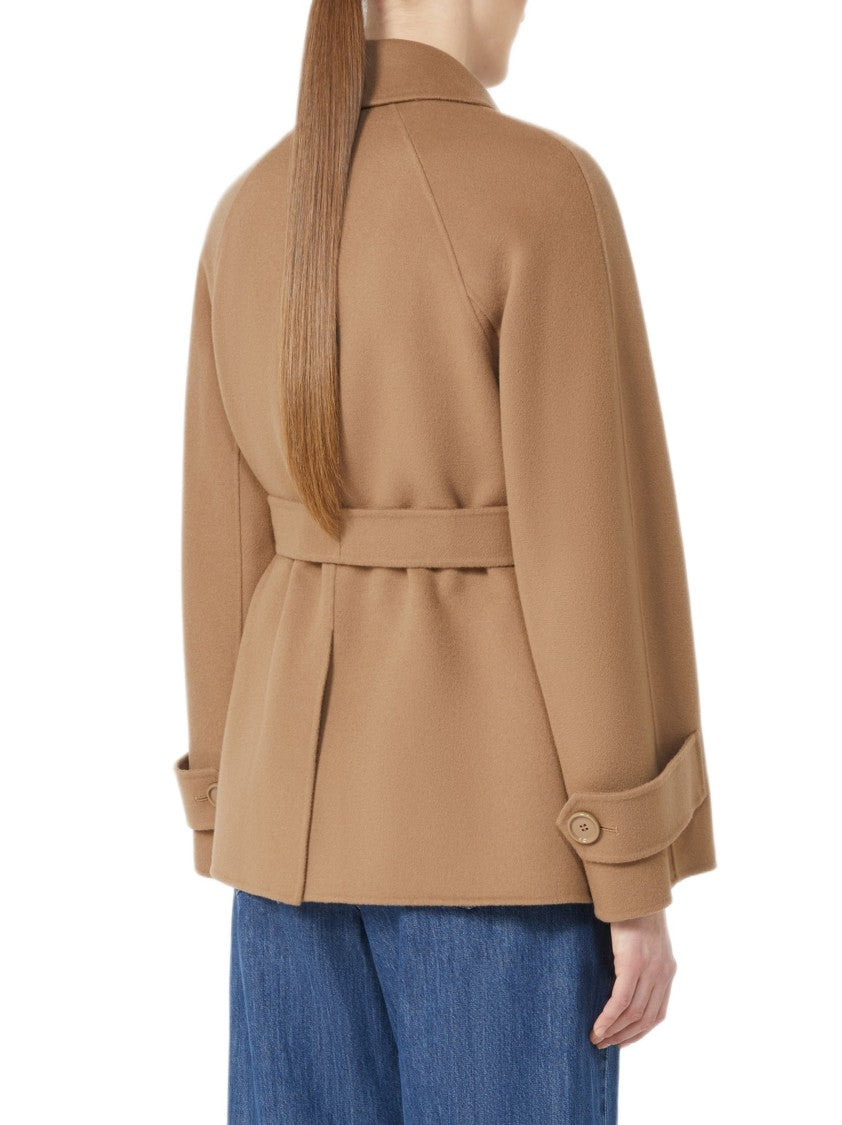 Max Mara Double-Breasted Wool Trench Coat With Hand-Stitched Detail