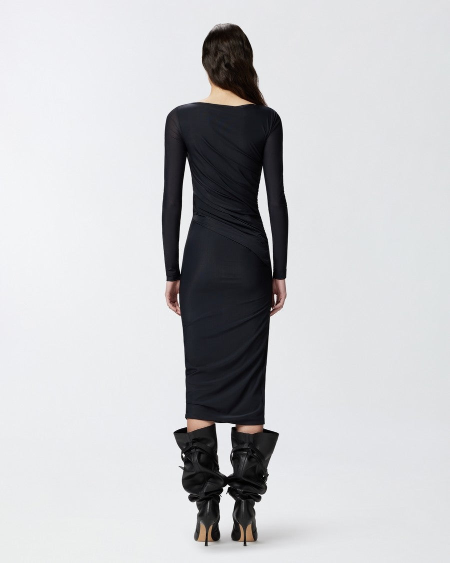 Pinko Off-The-Shoulder Black Midi Dress