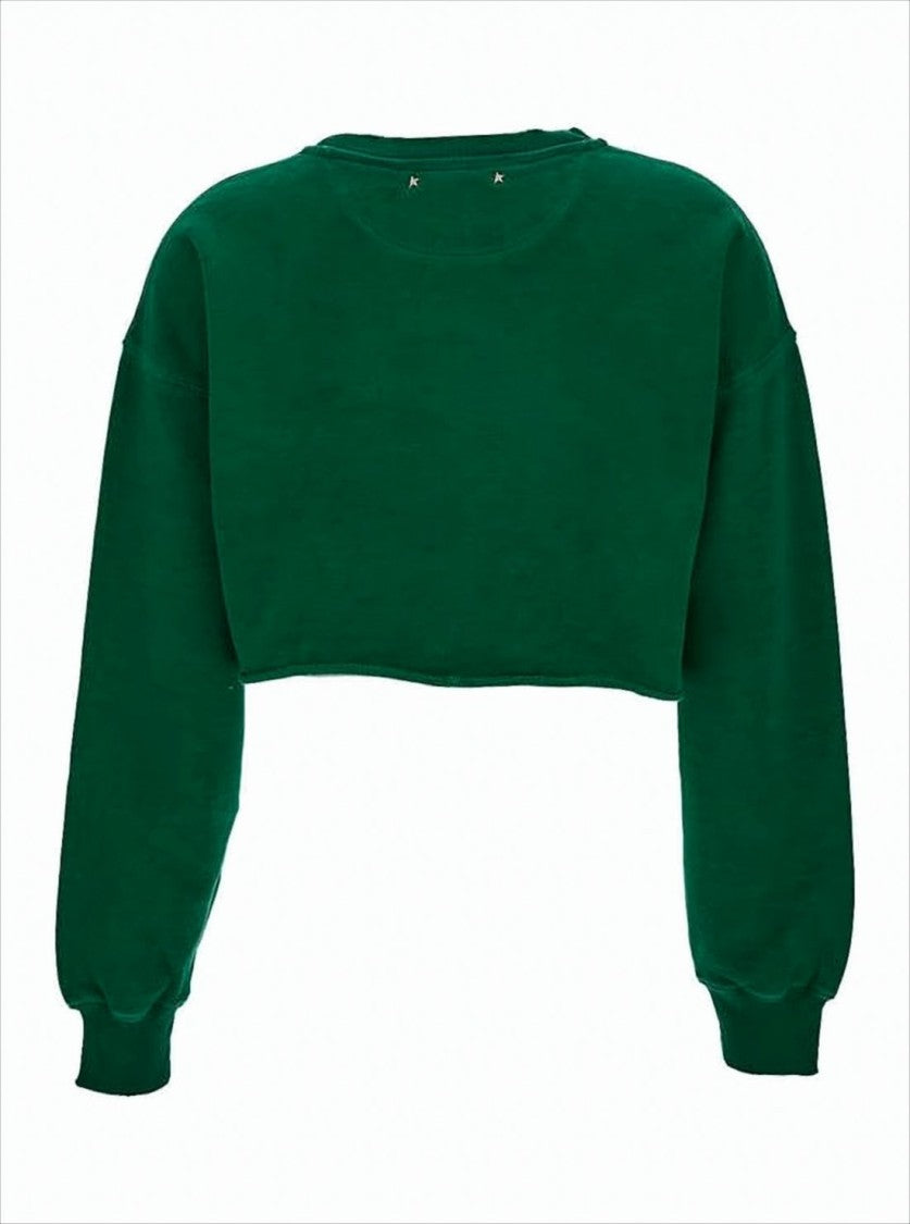 Golden Goose Long-Sleeve Cropped T-Shirt With Bold Graphic Print