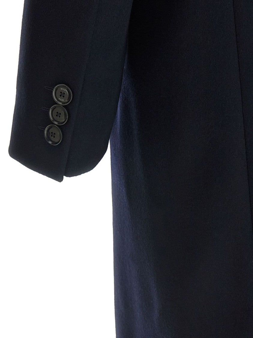 Boss Tailored Blue Coat With Structured Silhouette