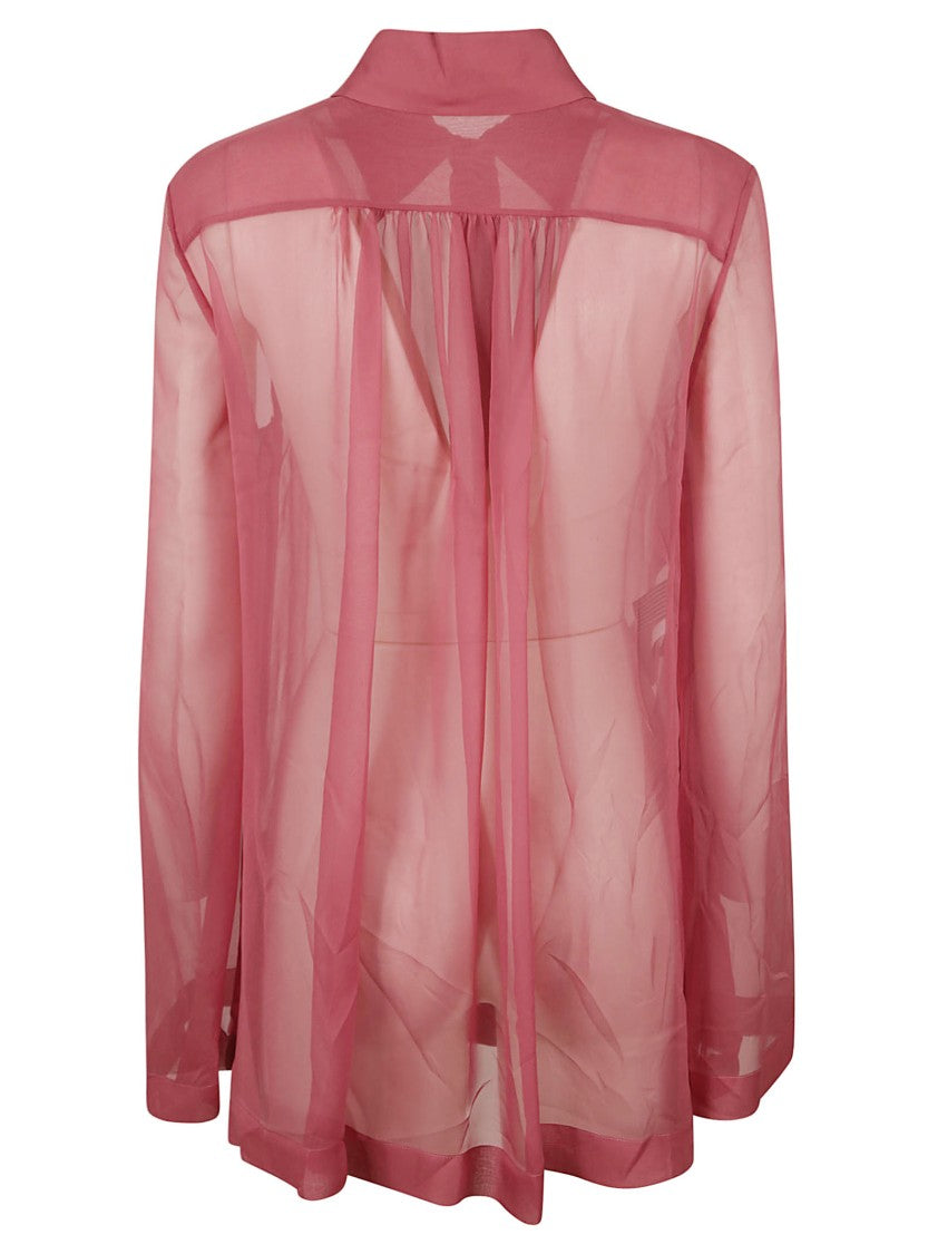 Alberta Ferretti Sheer Red Shirt With Classic Collar