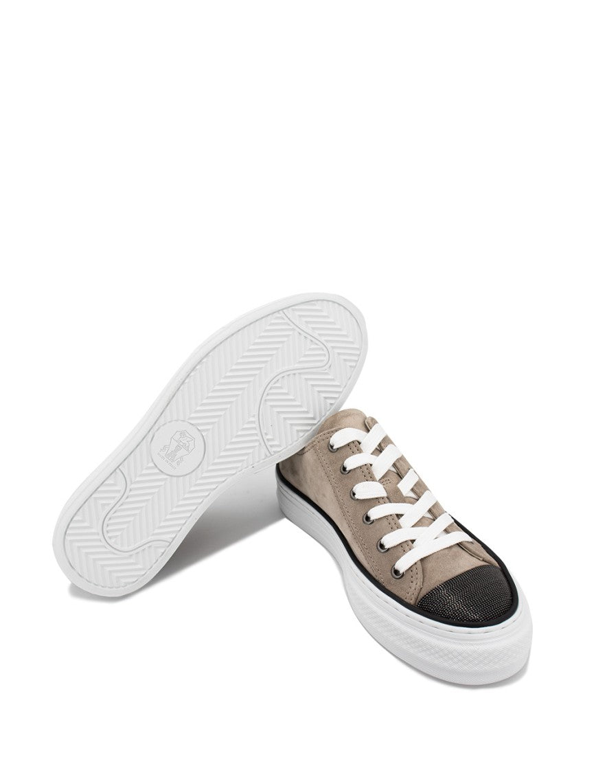 Brunello Cucinelli Walnut Sneakers With Jewelry Embroidery