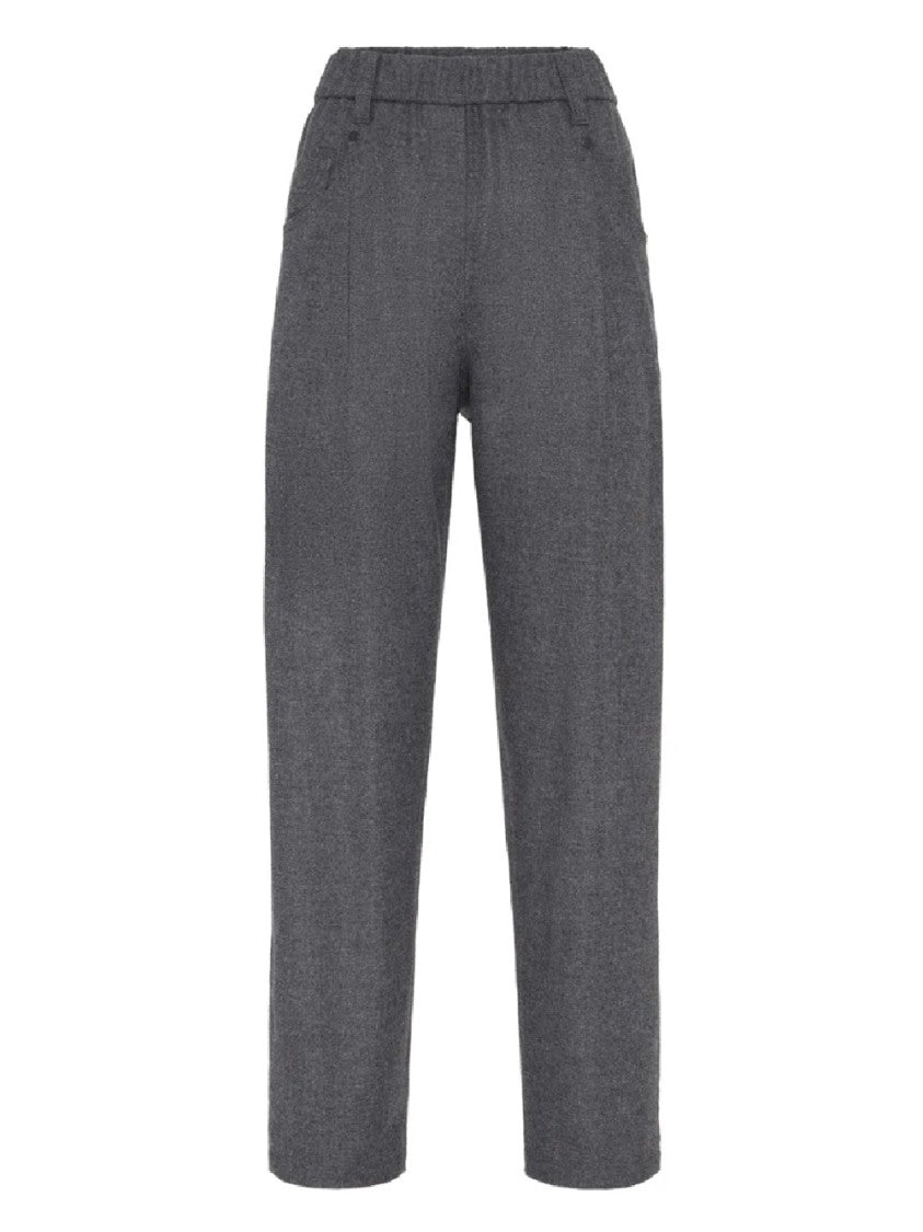 Brunello Cucinelli High-Waisted Trousers With Tapered Legs